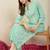 women floral embroidered regular thread work  cotton kurta with trousers