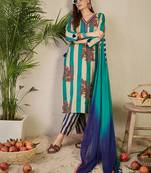 women floral printed regular  cotton kurta with trousers & dupatta