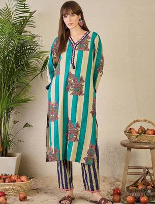 women floral printed regular  cotton kurta with trousers & dupatta 3