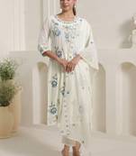 women floral embroidered thread work  cotton kurta with trousers & dupatta
