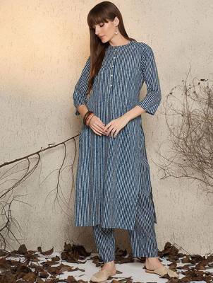 women striped  cotton kurta with trouser 2