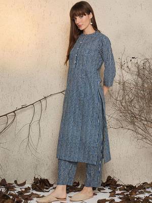 women striped  cotton kurta with trouser 4