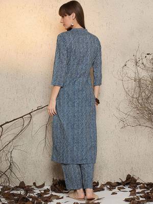 women striped  cotton kurta with trouser 5