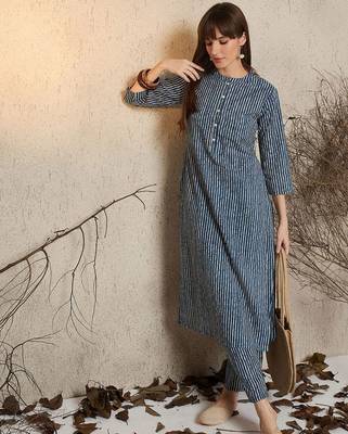 women striped  cotton kurta with trouser 6