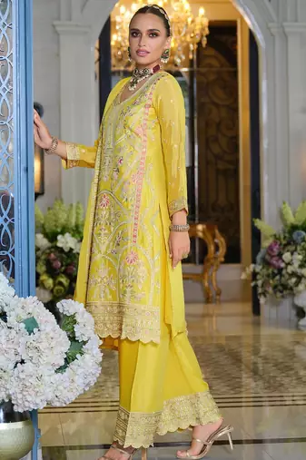 Adults-Women Woven Design Embroidered Kurta with Palazzos & Dupatta