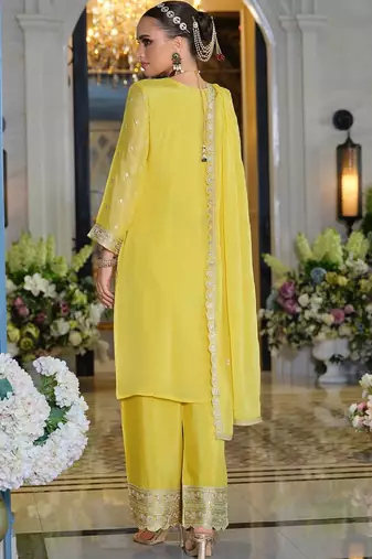 Adults-Women Woven Design Embroidered Kurta with Palazzos & Dupatta