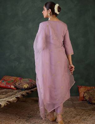 Women Ethnic Motifs Embroidered Kurta with Trousers & Dupatta 4