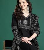 Ethnic Motifs Printed Pure Cotton Kurta with Trousers & Dupatta