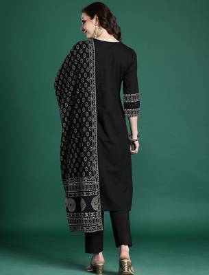 Ethnic Motifs Printed Pure Cotton Kurta with Trousers & Dupatta 7