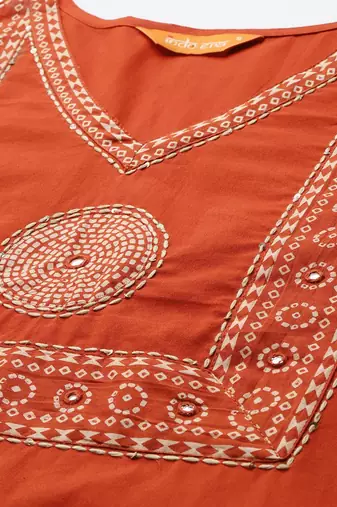 ethnic motifs printed  cotton kurta with trousers & dupatta