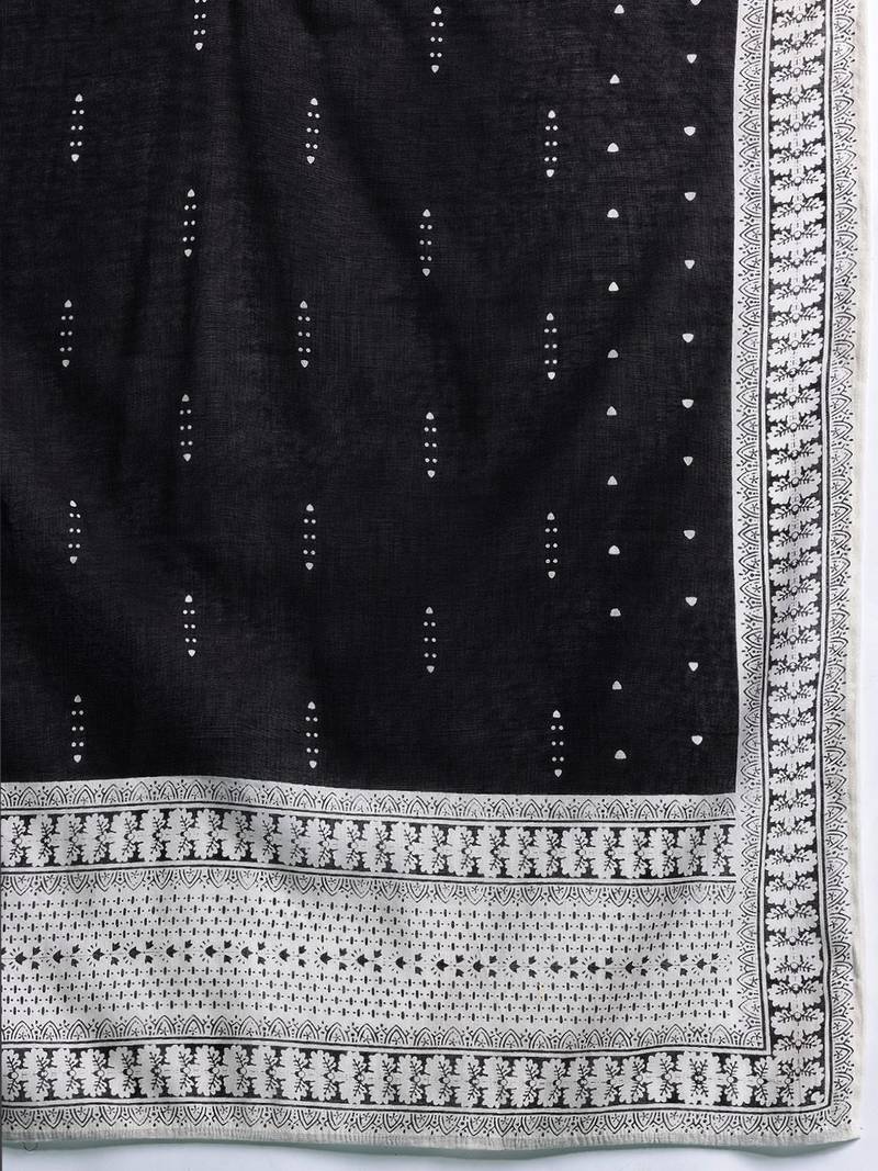 Ethnic Motifs Embroidered Thread Work Pure Cotton Kurta With Trousers & Dupatta