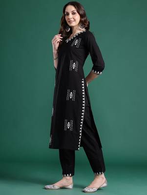 Ethnic Motifs Embroidered Thread Work Pure Cotton Kurta With Trousers & Dupatta 5