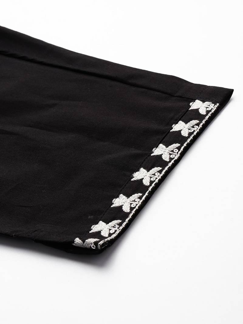 Ethnic Motifs Embroidered Thread Work Pure Cotton Kurta With Trousers & Dupatta