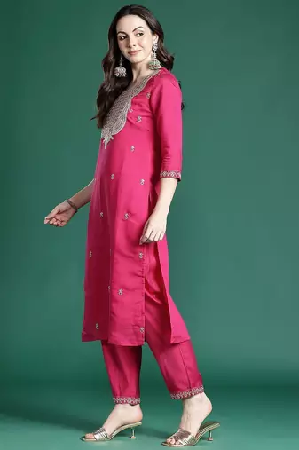 Ethnic Motifs Embroidered Kurta with Trousers & Dupatta