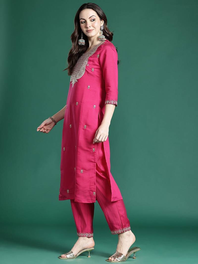 Ethnic Motifs Embroidered Kurta with Trousers & Dupatta