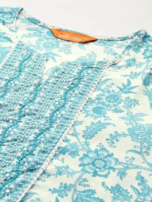 Floral Printed Kurta with Trousers & Dupatta 2