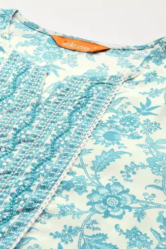 Floral Printed Kurta with Trousers & Dupatta