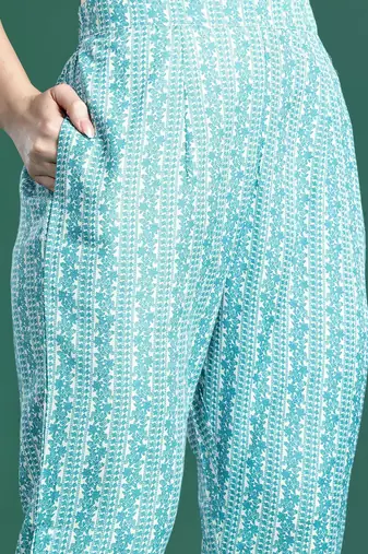 Floral Printed Kurta with Trousers & Dupatta