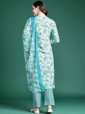 Floral Printed Kurta with Trousers & Dupatta 6