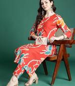 Floral Printed Regular Pure Cotton Kurta with Trousers