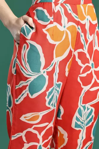 Floral Printed Regular Pure Cotton Kurta with Trousers