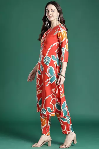 Floral Printed Regular Pure Cotton Kurta with Trousers