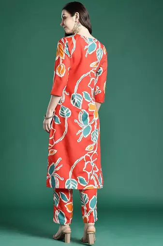 Floral Printed Regular Pure Cotton Kurta with Trousers