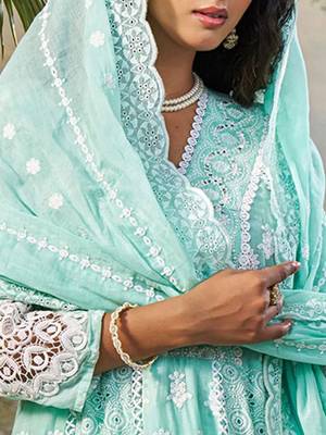 Women Floral Embroidered Cotton Kurta with Trousers & Dupatta 2