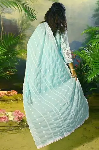 Women Floral Embroidered Cotton Kurta with Trousers & Dupatta