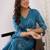 Floral Embroidered V-Neck Thread Work Straight Kurta With Trousers