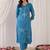 Floral Embroidered V-Neck Thread Work Straight Kurta With Trousers