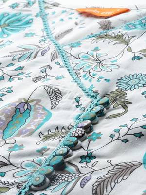 floral printed  cotton kurta with trousers & with dupatta 2