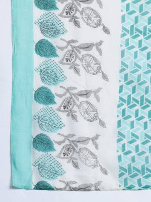 floral printed  cotton kurta with trousers & with dupatta 4
