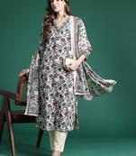 Floral Printed Regular Pure Cotton Kurta with Trousers & Dupatta