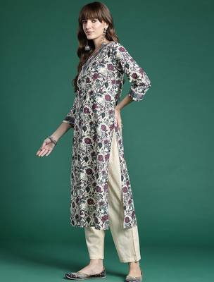 Floral Printed Regular Pure Cotton Kurta with Trousers & Dupatta 5
