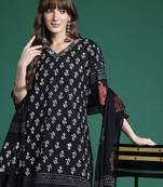 Floral Printed Regular Pure Cotton Kurta with Trousers & Dupatta