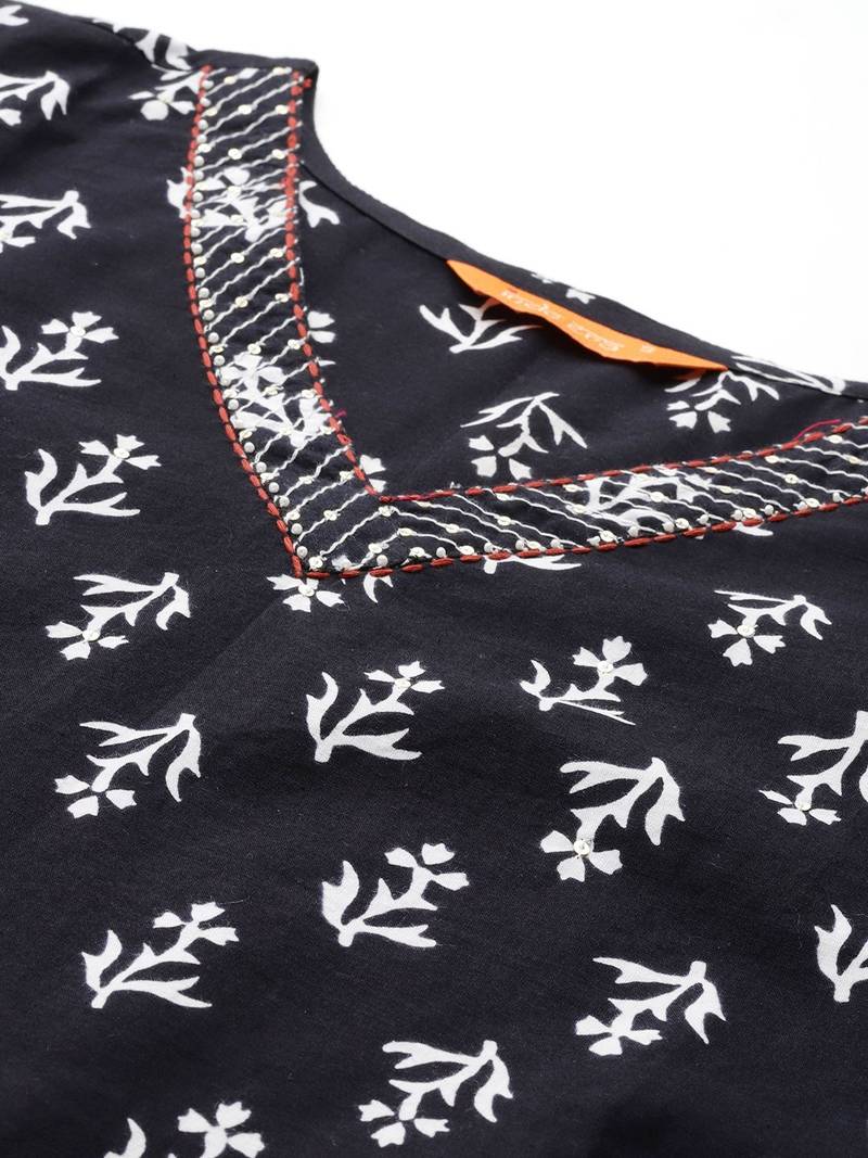 Floral Printed Regular Pure Cotton Kurta with Trousers & Dupatta