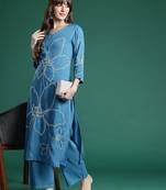 Floral Embroidered Thread Work Kurta with Palazzos