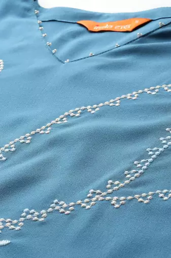 Floral Embroidered Thread Work Kurta with Palazzos