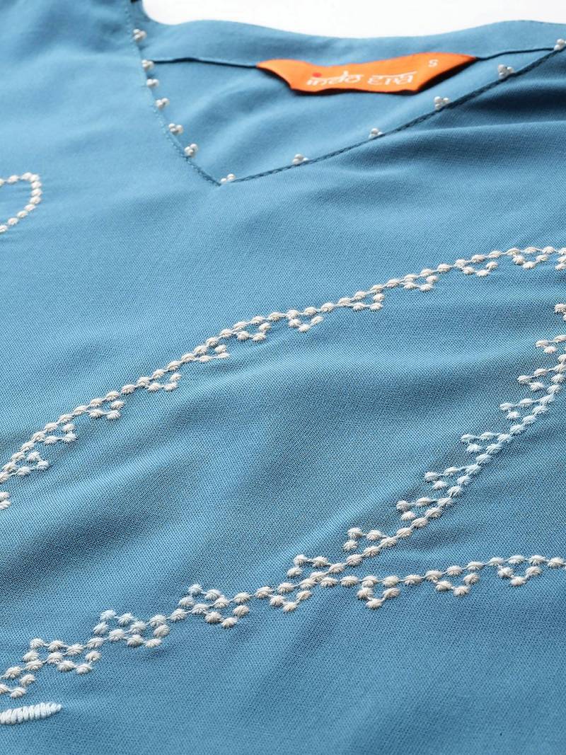 Floral Embroidered Thread Work Kurta with Palazzos