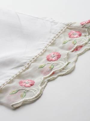 Women Floral Embroidered Panelled Thread Work Kurta With Trousers & Dupatta 8