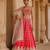 Hot Pink And Rose Embroidered Raw Silk Lehenga Set
