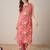Floral Printed V-Neck Pure Cotton Straight Kurta With Trousers
