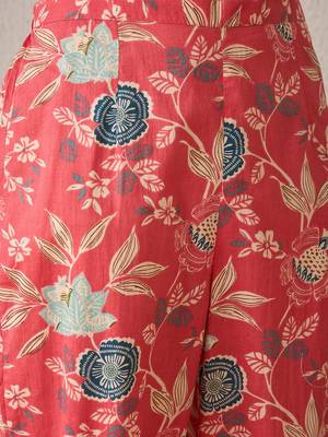 Floral Printed V-Neck Pure Cotton Straight Kurta With Trousers 4