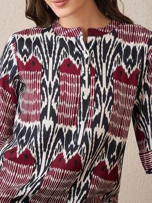 Ethnic Motifs Printed Mandarin Collar Straight Kurta With Trouser 3