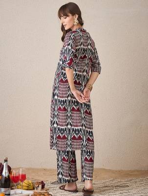 Ethnic Motifs Printed Mandarin Collar Straight Kurta With Trouser 6