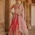Hot Pink And Rose Embroidered Raw Silk Lehenga Set