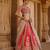 Hot Pink And Rose Embroidered Raw Silk Lehenga Set