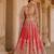 Hot Pink And Rose Embroidered Raw Silk Lehenga Set