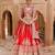 Deep Red Embroidered Raw Silk Lehenga Set